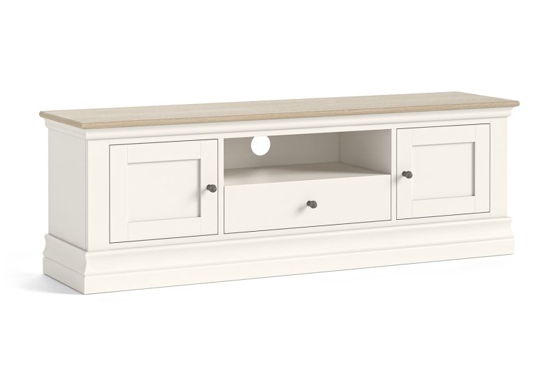 Provence Painted Off-White Oak Large 150cm TV Unit Provence Painted Off-White Oak Large 150cm TV Unit