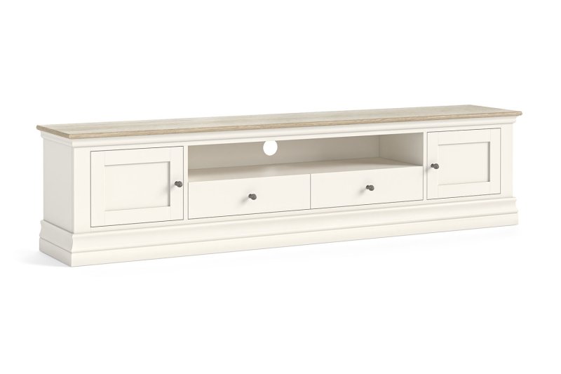 Provence Painted Off-White Oak Extra Large 210cm TV Unit Provence Painted Off-White Oak Extra Large 210cm TV Unit