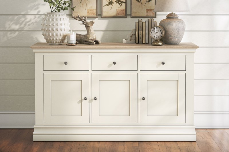 Provence Painted Off-White Oak 130cm Large Sideboard Provence Painted Off-White Oak 130cm Large Sideboard