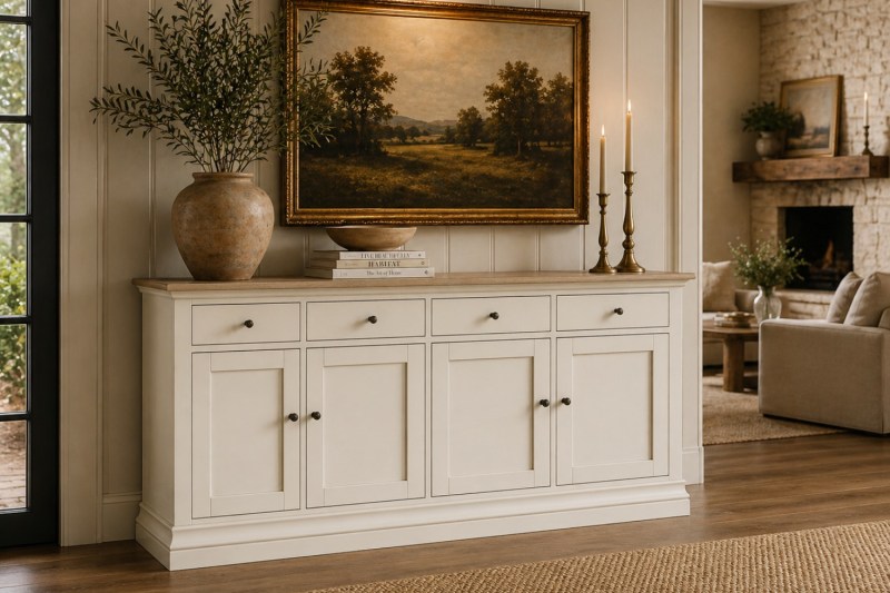Provence Painted Off-White Oak 167cm Extra Large Sideboard Provence Painted Off-White Oak 167cm Extra Large Sideboard