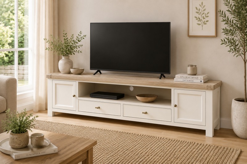 Windsor Country Oak Painted 210cm Large TV Unit Windsor Country Oak Painted 210cm Large TV Unit