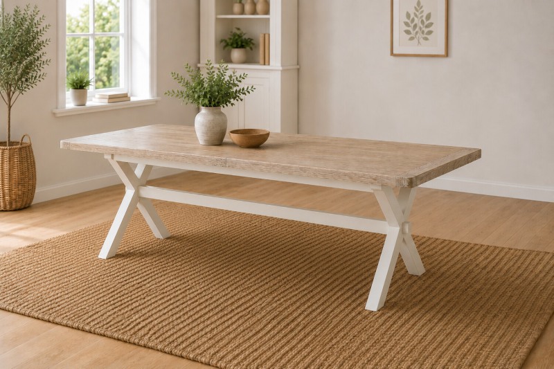 Windsor Country Oak Painted Cross-Leg 200-245cm Ext Dining Table Windsor Country Oak Painted Cross-Leg 200-245cm Ext Dining Table