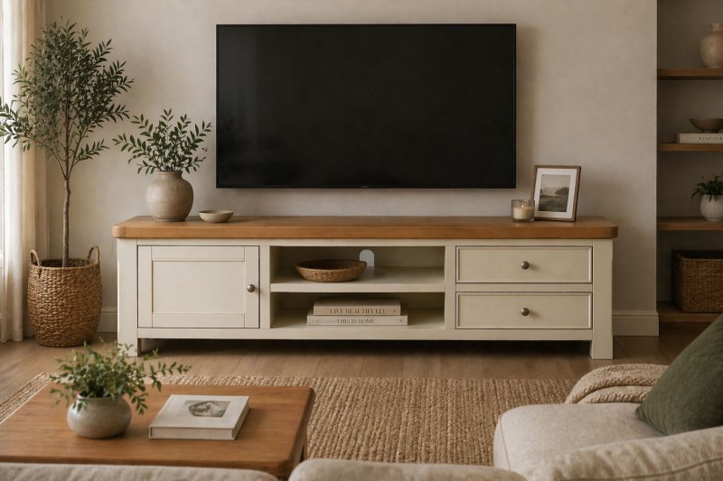 Burford Painted Oak Large TV Unit Burford Painted Oak Large TV Unit