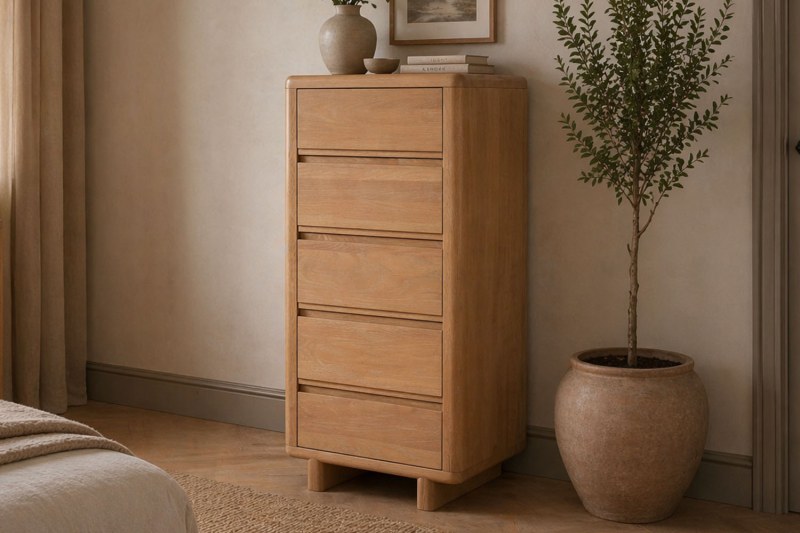 Flynn Natural Oak 5 Drawer Tall Chest ff Drawers Flynn Natural Oak 5 Drawer Tall Chest ff Drawers