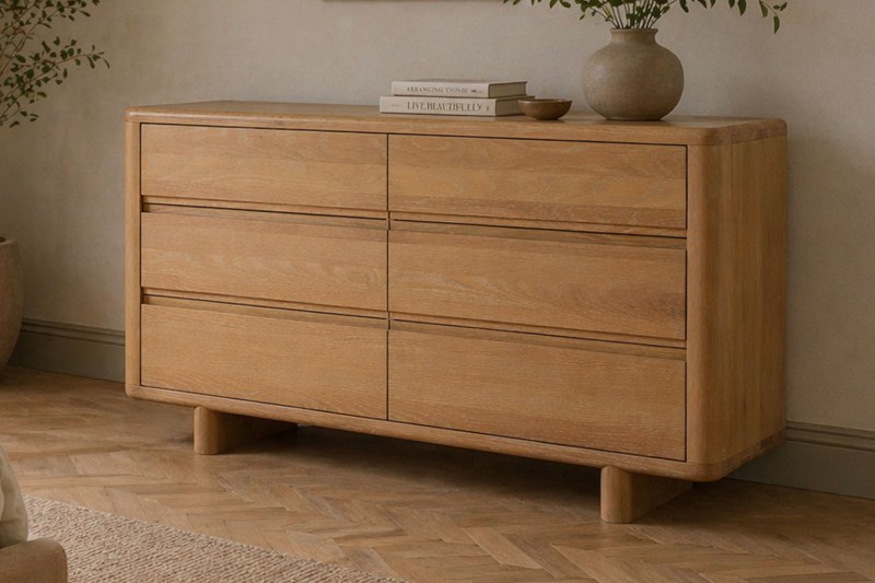 Flynn Natural Oak 6 Drawer Chest of Drawers Flynn Natural Oak 6 Drawer Chest of Drawers