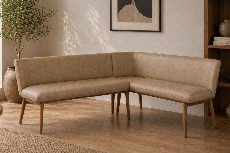 Spencer Taupe PU Leather Corner Bench Spencer Taupe PU Leather Corner Bench