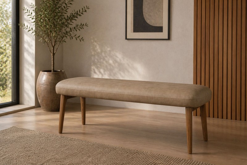 Spencer Taupe PU Leather Low Bench Spencer Taupe PU Leather Low Bench