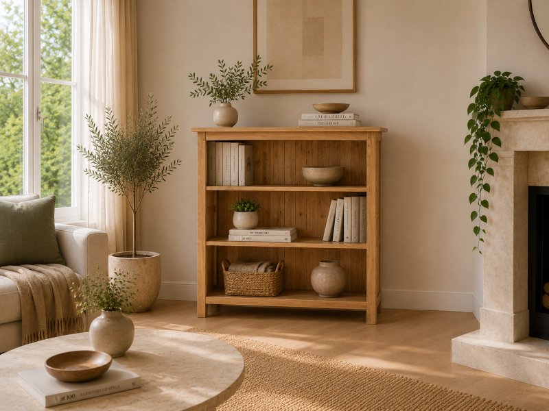 Devon 100% Solid Oak Low Bookcase Devon 100% Solid Oak Low Bookcase