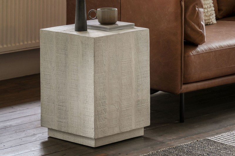 Gallery Direct Iowa Side Table Whitewash 400x400x550mm Gallery Direct Iowa Side Table Whitewash 400x400x550mm