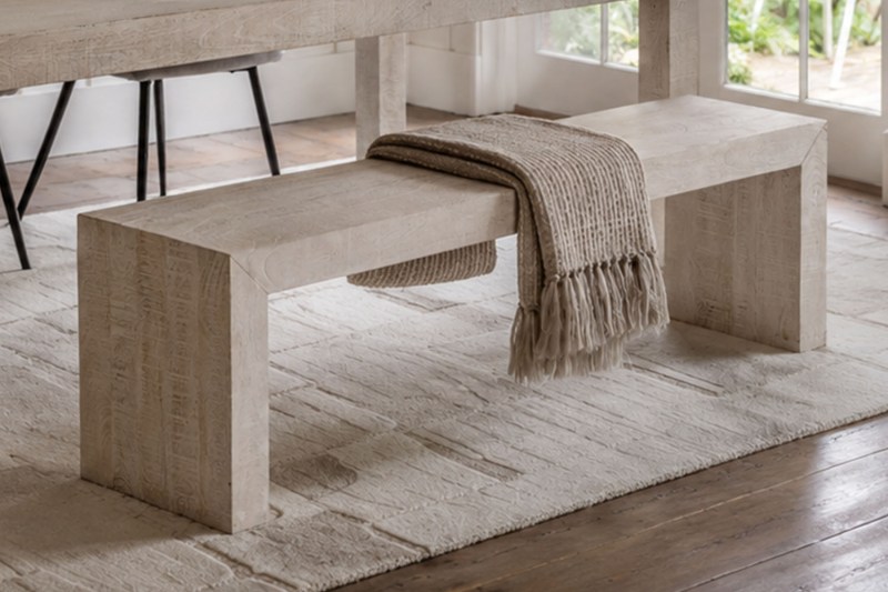 Gallery Direct Iowa Dining Bench Whitewash 1600x360x450mm Gallery Direct Iowa Dining Bench Whitewash 1600x360x450mm