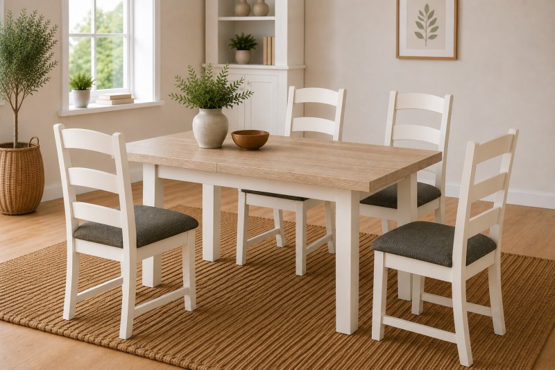 Windsor Country Oak Painted Small 140-185cm Ext Dining Table Set Windsor Country Oak Painted Small 140-185cm Ext Dining Table Set