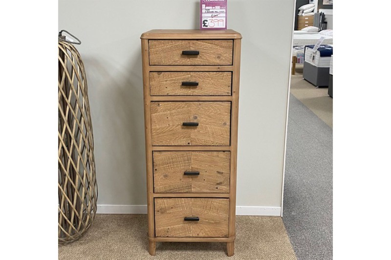 Ex-Display St Austell - Baker Jude Reclaimed Wood 5 Drawer Tall Chest of Drawers Ex-Display St Austell - Baker Jude Reclaimed Wood 5 Drawer Tall Chest of Drawers