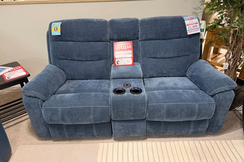 Ex-Display Truro - Halo Fabric 2 Seater Power Head Tilt Recliner Sofa With Console Ex-Display Truro - Halo Fabric 2 Seater Power Head Tilt Recliner Sofa With Console
