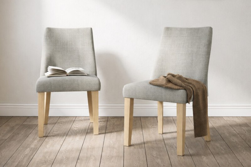 Luna Fabric Dining Chair in Beige (Pair) Luna Fabric Dining Chair in Beige (Pair)