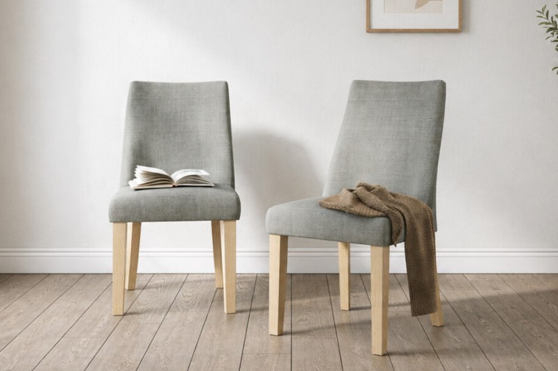 Luna Fabric Dining Chair in Grey (Pair) Luna Fabric Dining Chair in Grey (Pair)