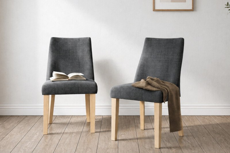Luna Fabric Dining Chair in Charcoal (Pair) Luna Fabric Dining Chair in Charcoal (Pair)