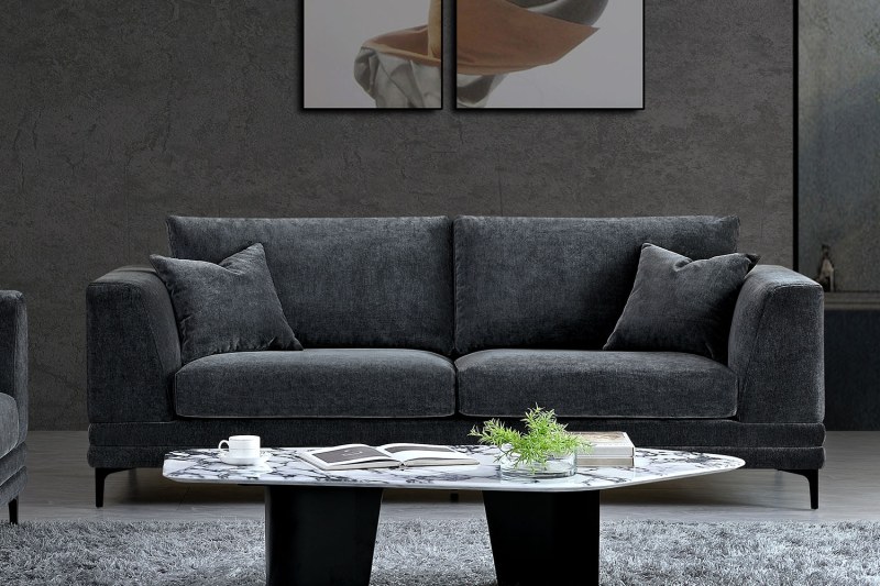 Lenox 2 Seater Sofa in Steel Grey Velvet Lenox 2 Seater Sofa in Steel Grey Velvet