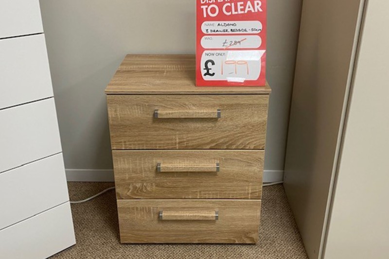 Ex-Display St Austell - Aldono Wide 3 Drawer Bedside Table Ex-Display St Austell - Aldono Wide 3 Drawer Bedside Table