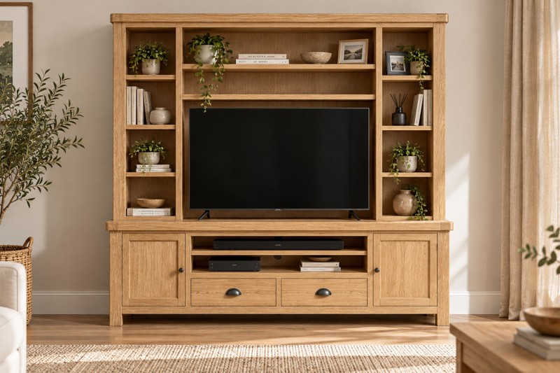 Normandy Chunky Country Oak Extra Large TV Storage Combination Unit (Top + Base) Normandy Chunky Country Oak Extra Large TV Storage Combination Unit (Top + Base)
