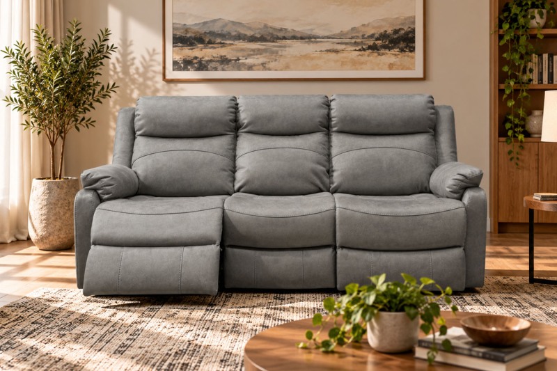Ellena Marble Beige 3 Seater Recliner Sofa with Table Ellena Marble Beige 3 Seater Recliner Sofa with Table