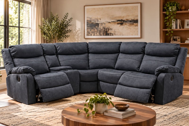 Ellena Marble Grey L Shape Recliner Corner Sofa with Storage Ellena Marble Grey L Shape Recliner Corner Sofa with Storage