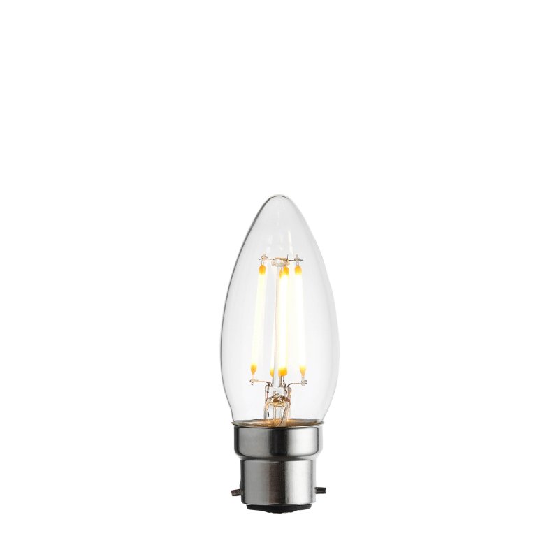 Gallery Direct B22 LED Filament Candle Clear Glass Gallery Direct B22 LED Filament Candle Clear Glass
