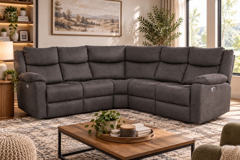 Rome Fabric Recliner Corner Sofa with Wireless Charging Console Rome Fabric Recliner Corner Sofa with Wireless Charging Console