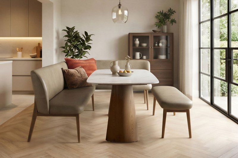 Lusso Ash 135cm Corner Dining Table Set with Sintered Stone Top Lusso Ash 135cm Corner Dining Table Set with Sintered Stone Top
