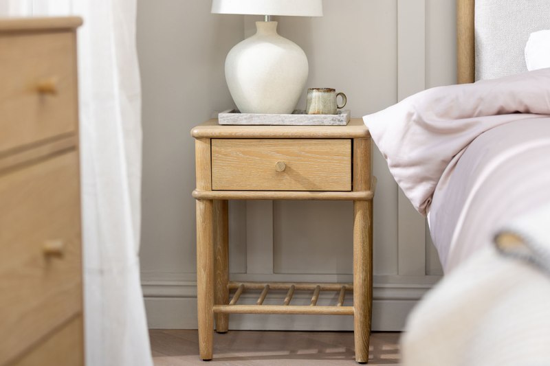 Willow Solid Oak Nordic 1 Drawer Bedside Table Willow Solid Oak Nordic 1 Drawer Bedside Table