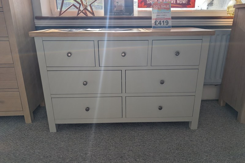 Ex-Display Newquay - Modern Country Painted Grey 3 Over 4 Chest Ex-Display Newquay - Modern Country Painted Grey 3 Over 4 Chest