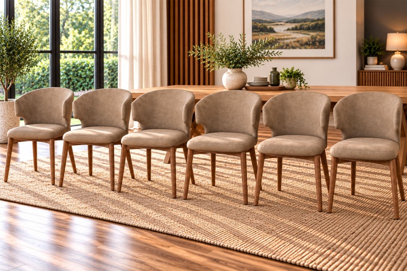 Rowan Leather Curved Back Dining Chairs (Set of 6) Rowan Leather Curved Back Dining Chairs (Set of 6)