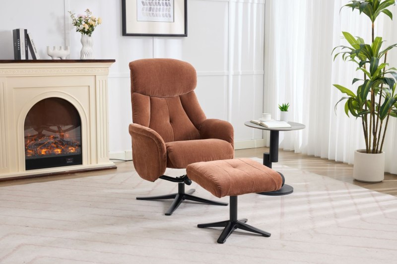 Lucia Fabric Swivel Recliner Chair & Footstool Lucia Fabric Swivel Recliner Chair & Footstool