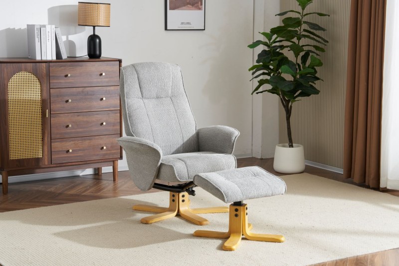 Missouri Fabric Swivel Recliner Chair & Footstool Missouri Fabric Swivel Recliner Chair & Footstool