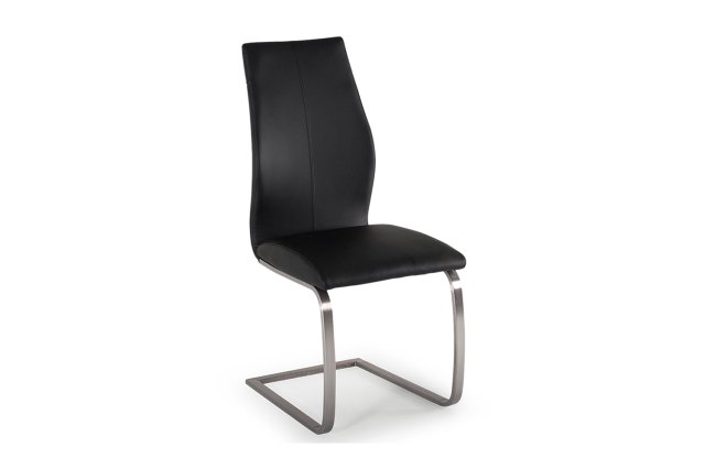 India Black Dining Chair with Brushed Steel Legs India Black Dining Chair with Brushed Steel Legs