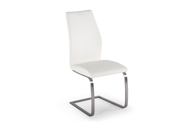 Vida Living India White Dining Chair with Brushed Steel Legs