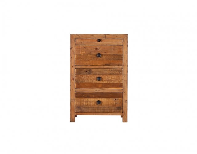 Baker Furniture Grant Reclaimed Wood 3 Drawer Bedside Table