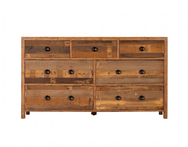 Baker Furniture Grant Reclaimed Wood 7 Drawer Wide Chest of Drawers