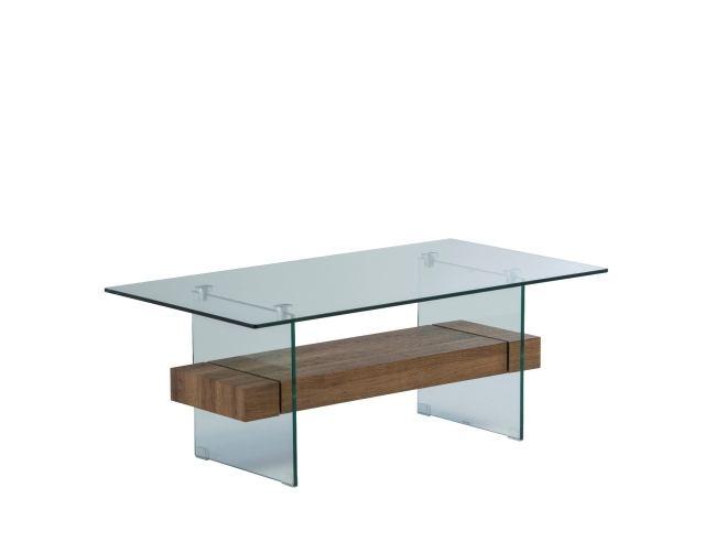 World Furniture Aria Glass Coffee Table in Brown Oak Finish