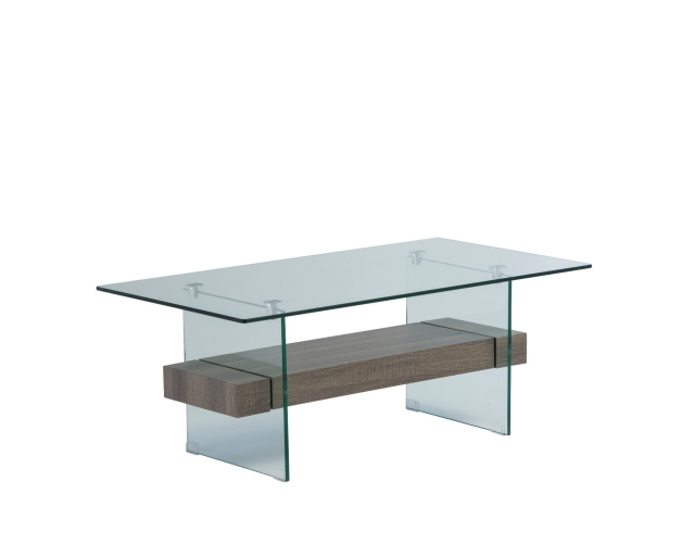 World Furniture Aria Glass Coffee Table in Grey Oak Finish