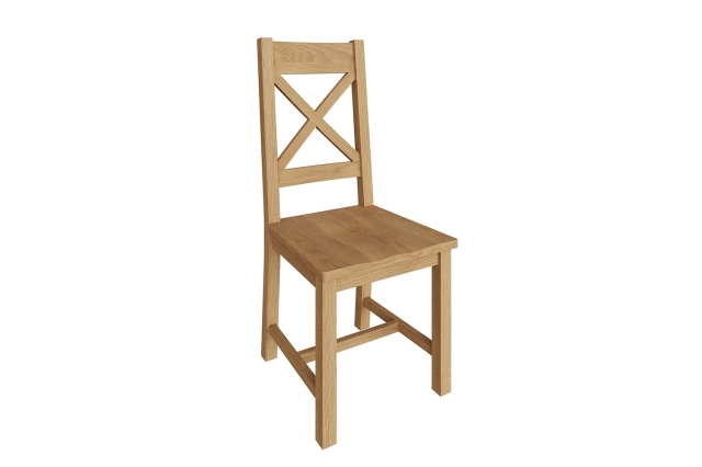 Kettle Interiors Light Rustic Oak Cross Back Dining Chair Wooden Seat