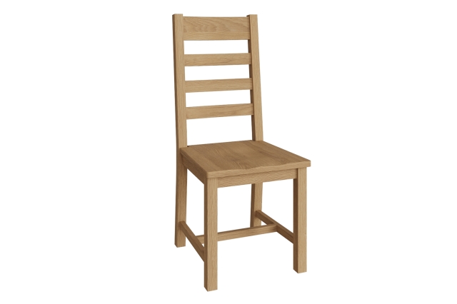 Kettle Interiors Light Rustic Oak Ladder Back Dining Chair Wooden Seat