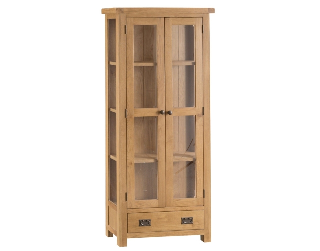 Kettle Interiors Light Rustic Oak Display Cabinet With Glass Doors