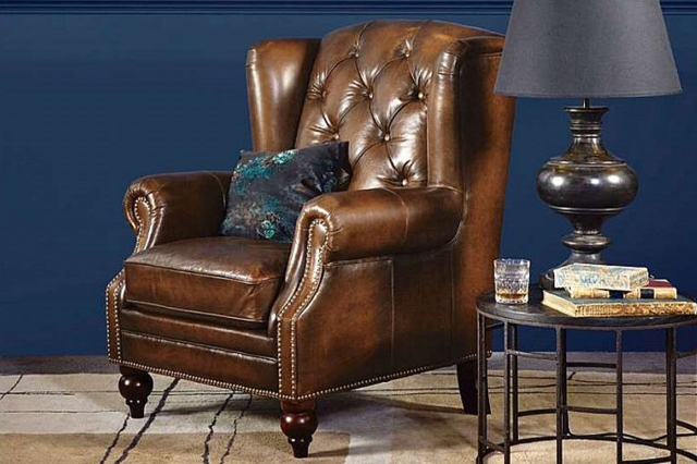 Leather wing online chair recliner