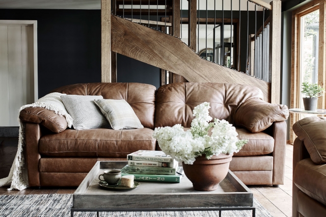 Alexander James Bailey Leather 4 Seater Sofa Split