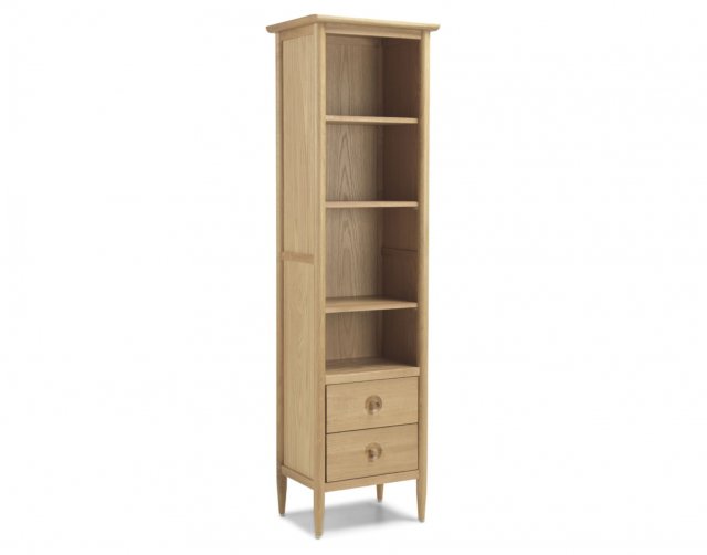 Heritage Henley Solid Oak Slim Bookcase With Drawer