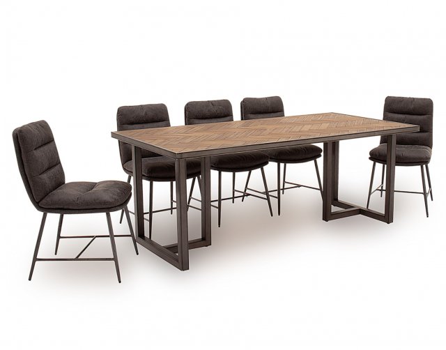 Vermont 200cm Dining Table in Light Brown & 6 x Hickory Dining Chairs