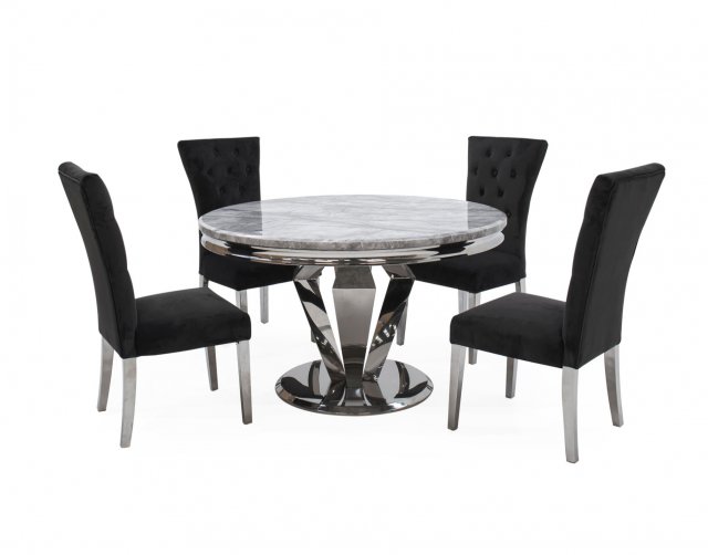 Arturo Compact Round Dining Table With, Marble Top Round Dining Table Set