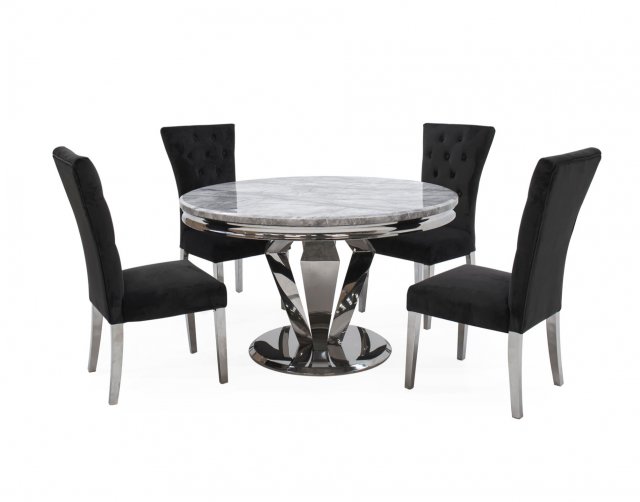 Arturo Compact Round Dining Table With Grey Marble Top Furniture World