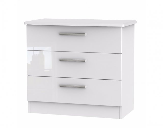 Welcome Furniture Belgravia High Gloss 3 Drawer Chest of Drawers