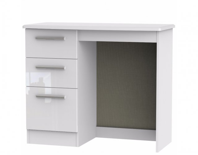 Belgravia High Gloss Vanity Dressing, White Desk 100cm Wide With Drawers